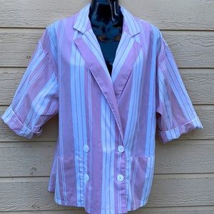 Vintage 1950s NINO Striped Cotton Polyester Top Made in West Germany Size 38